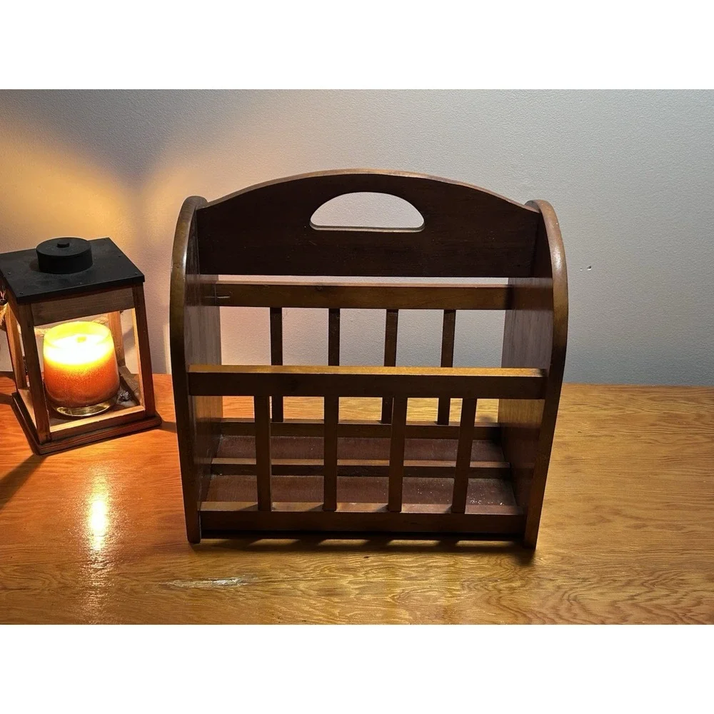 Vintage Large Oak Magazine Rack  Country Cottage 60s 70s Oversized 17x19.5